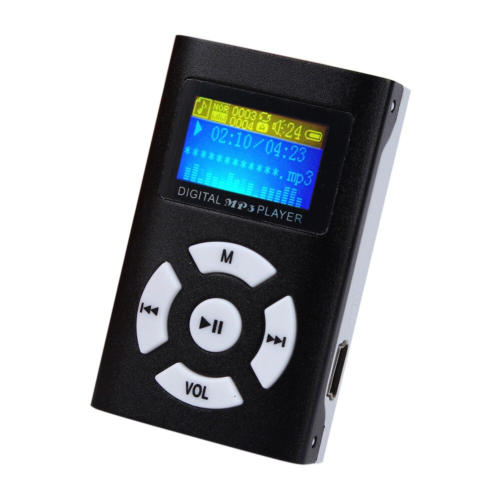 MP3 camiseta nueva venta de USB Mini reproductor MP3 pantalla LCD soporte 32GB Micro SD TF tarjeta deportivo compacto 605 #: A