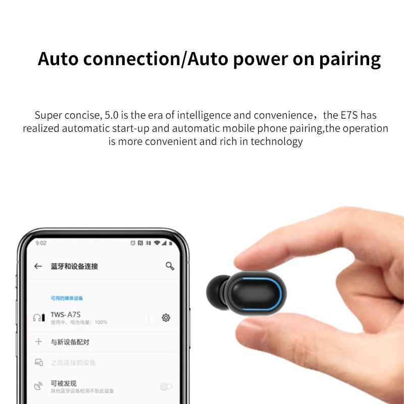 E7s tws bluetooth 5.0 øretelefoner trådløse hovedtelefoner led display vandtætte øretelefoner sportsheadset med opladningsboks til xiaomi
