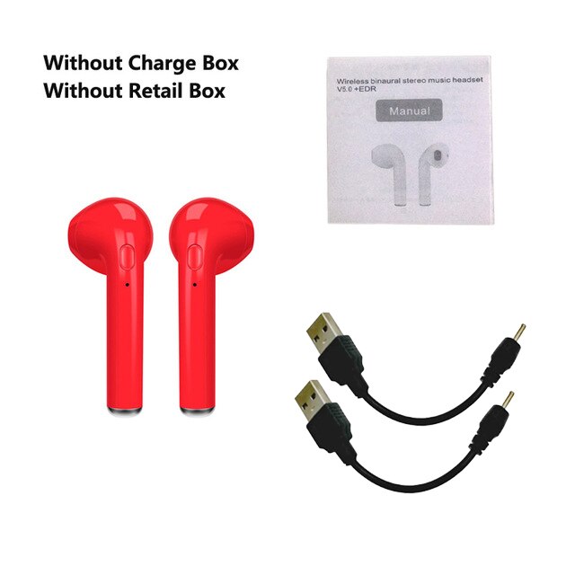 I7s Tws Bluetooth Oortelefoon Mini Draadloze Oordopjes Met Opladen Doos I7 Sport Handsfree In-Ear Draadloze Headset Voor Xiaomi telefoon: i7 No Box Set Red