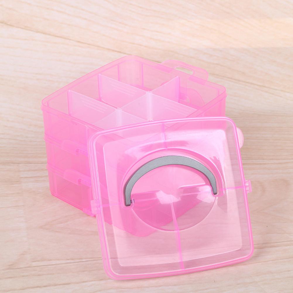 55% Discounts ! Craft Organizer Box Stackable 3 Layer Plastic Portable Arts Container for Home