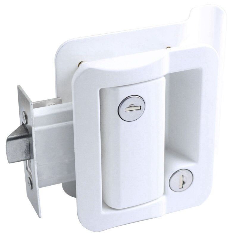White RV Paddle Entry Door Lock Latch Handle Knob Deadbolt Camper Trailer