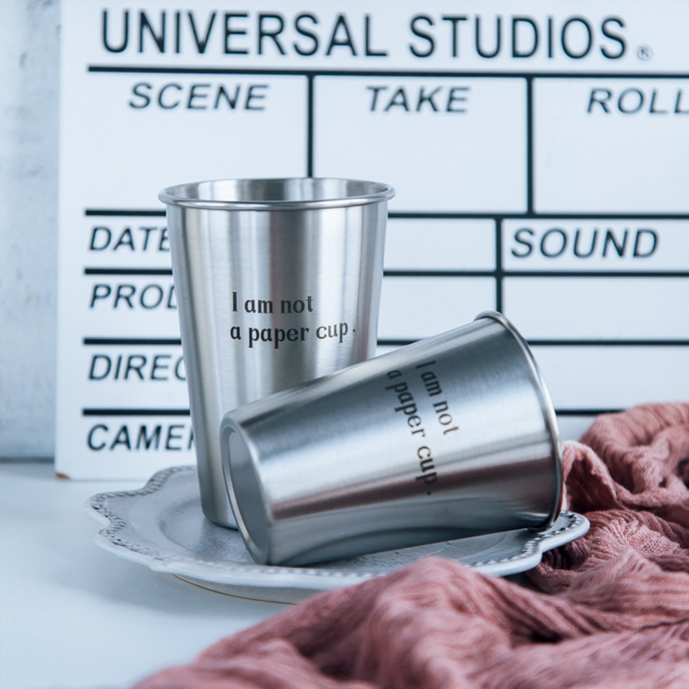 350ml Cute Pattern Beer Stainless Steel Pint Glasses Mugs Tumbler Metal Cup Unbreakable Stackable Cups Juice Beer Coffee Water