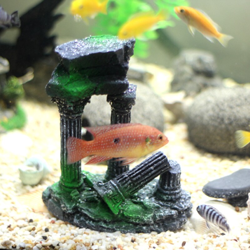 Colonne romaine de Temple grec, ruines de décoration d'aquarium, reste aquatique, 12x7x14cm