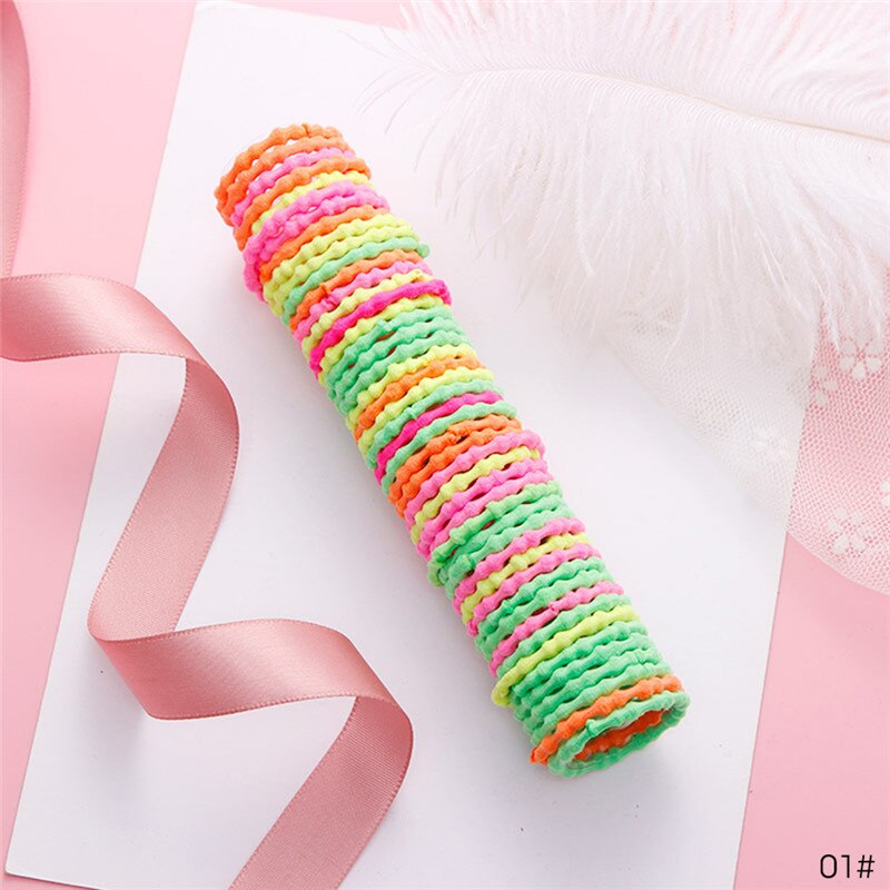 10-600PCS Cute Girls Colourful Ring Disposable Elastic Hair Bands Ponytail Holder Rubber Band Scrunchies Kids Hair Accessories: 50pcs 3cm 01