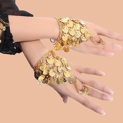 Ropa de baile joyas estilo Bollywood brazaletes para bailar 1 par conjunto de joyas accesorios de joyería hindú