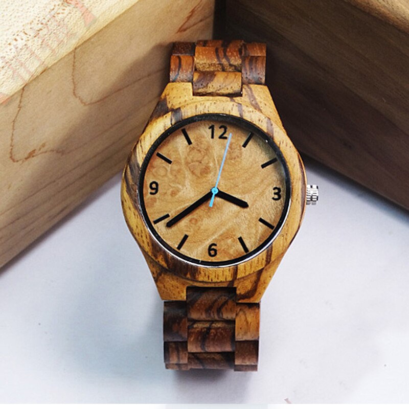 Naturligt trä klocka herr trä lyx retro rå sandal armbandsur herr relogio masculino klocka kvarts klockor: Mönster