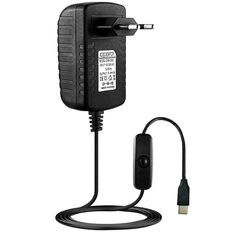 Für Raspberry Pi 4B Netzteil 5V 3A Typ-C Power Adapter mit ON/OFF Schalter USB-C ladegerät EU Stecker