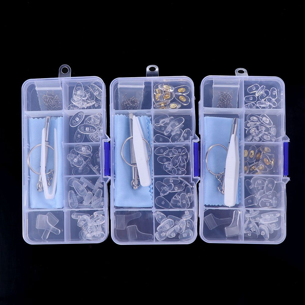 Brillen reparatur set Silikon Nasen pads Ersatz optische Brille Reparatur werkzeug Teile sortiert Kit Schrauben dreher Pinzette Ohr haken
