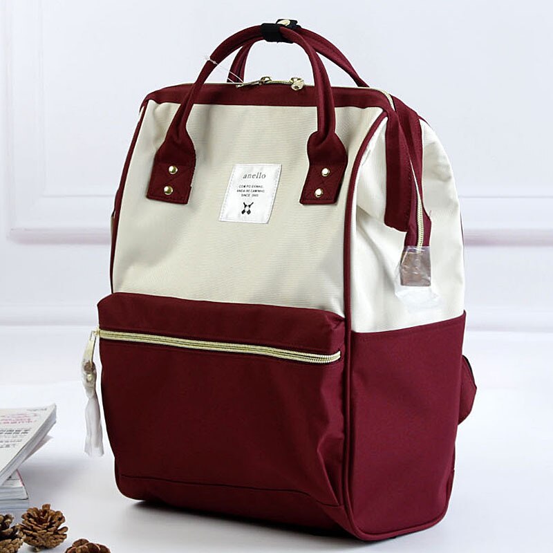 Japan Style Ring Bag Women&#39;s Oxford Waterproof Backpack Girl Boys SchoolBag Large Capacity Male knapsack Mochila Mujer: Burgundy / small size