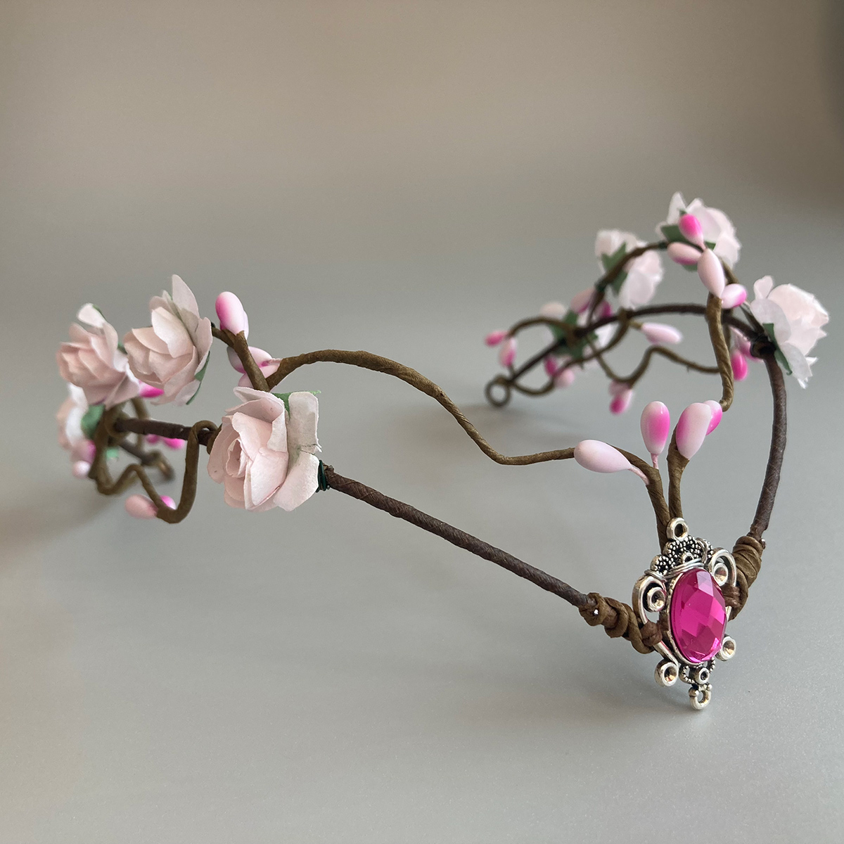 Purple Flower Headpiece - Fairy Floral Crown Woodland Elf Headband Forest Wreath Elven Tiara for Renaissance Cosplay Wedding: Black Gun Plated