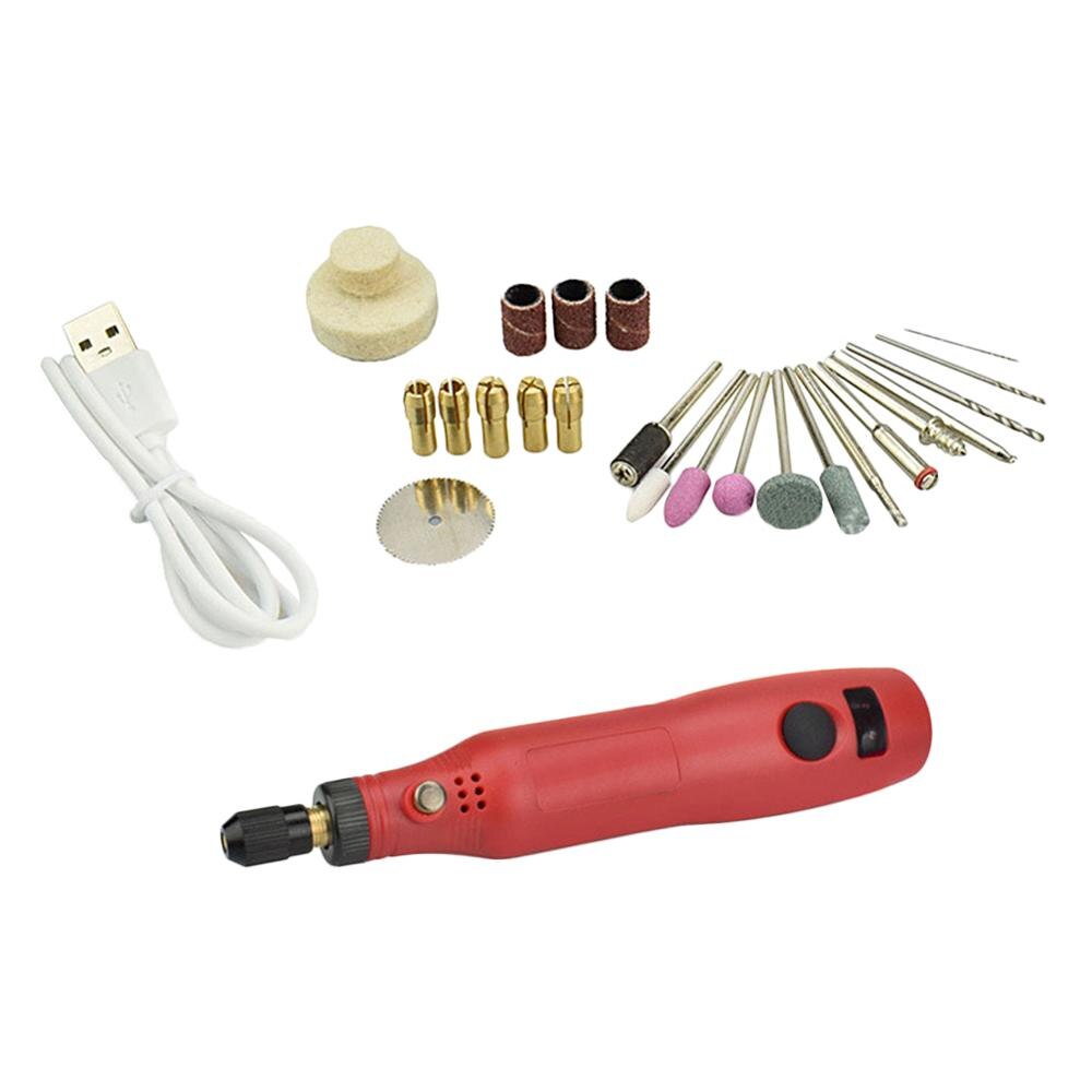 Micro Electric Grinder Cordless Grinding Machine Carving Engraving Pen Trimming Polishing Micro Drilling Wood Jade Carving Tool: Red