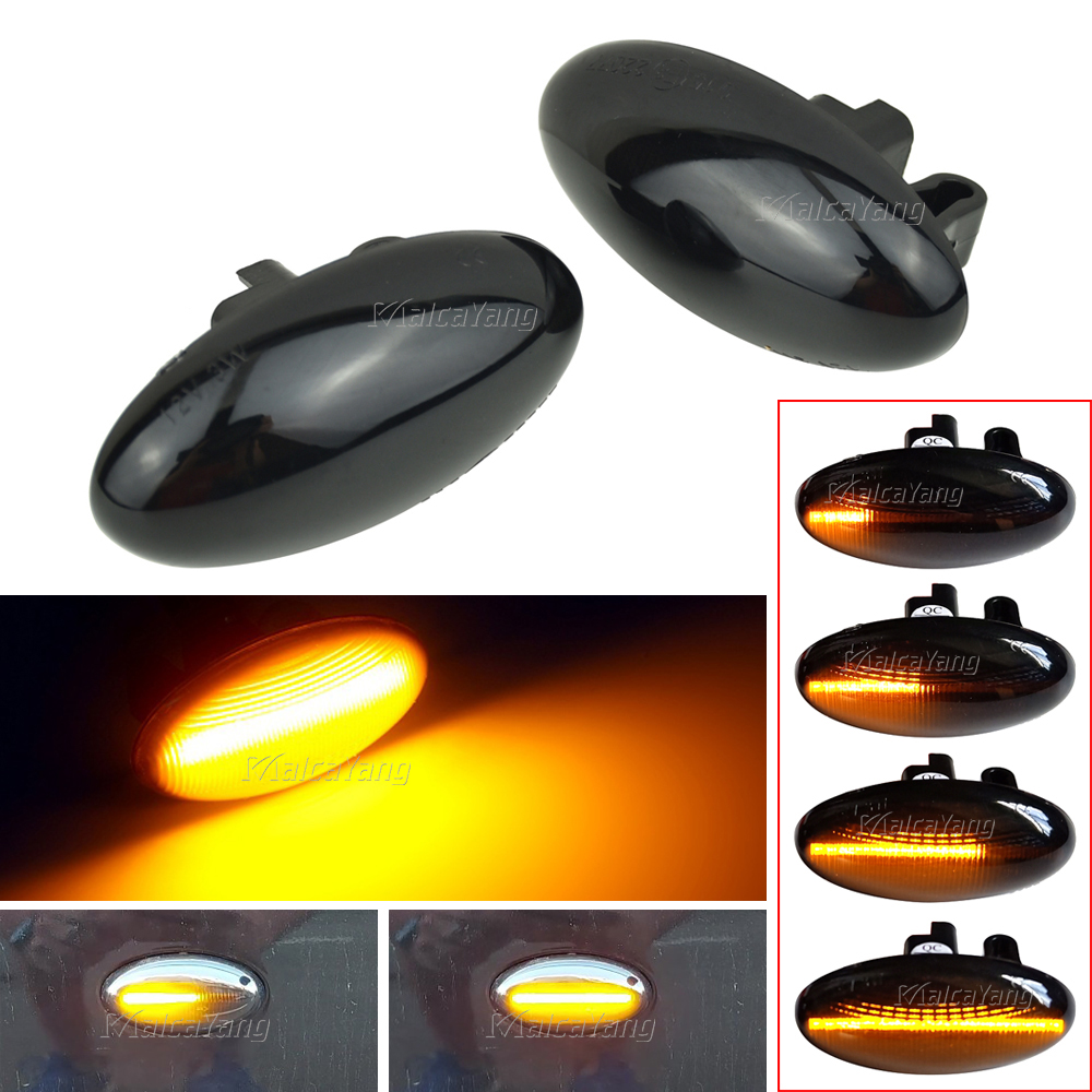 For Peugeot 307 206 407 107 607 1007 Citroen C1 C2 C3 C5 C6 Side Marker Light Dynamic LED Turn Signal Flashing Indicator Blinker