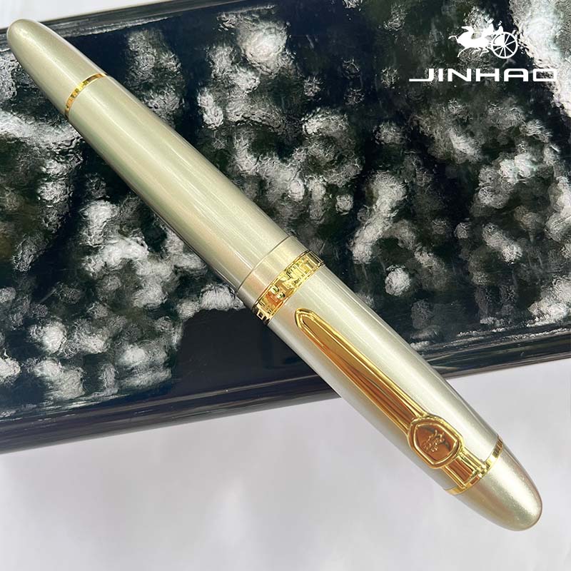 Jinhao 159 Rollerball Pen met grote cilinder en gouden clip Glad schrijven voor relatiegeschenk (zwarte inkt): Light Grey
