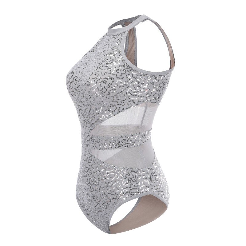Sequins Dance Mesh Splice Body Suit for Dance Ballet Gymnastics girls dancing clothes Practice Dance Clothes ZX00