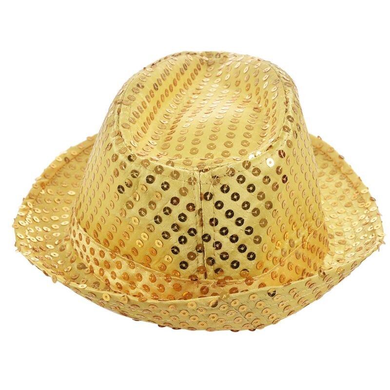 Pailletter trilby hat top hat fancy dress fest polterabend nat dans teater shows, gul