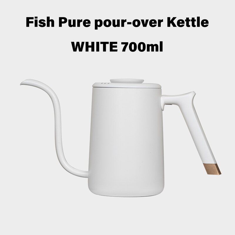 TIMEMORE-hervidor de agua Vertical con cuello de cisne, máquina de café con flujo de agua, mango ergonómico, 700ml, 6mm: WHITE 700ML
