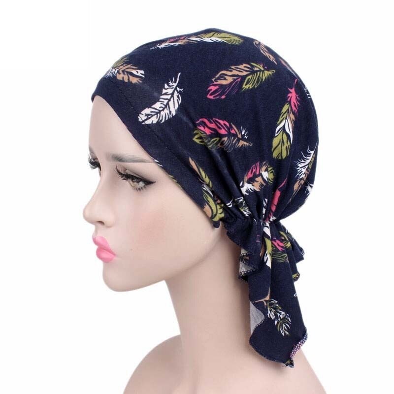58cm kvinnor bomull hårmössor bandana halsduk färdigbunden chemo hatt mössa turban huvudbonader för cancer turbante dampatienter: Typ 6