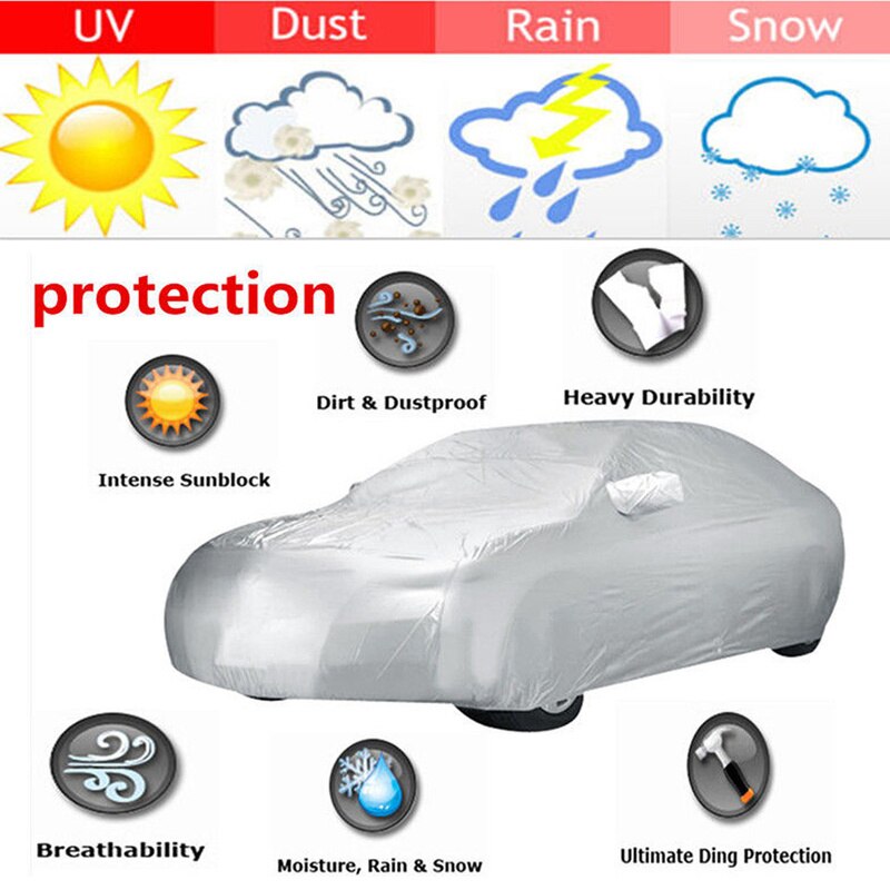 Uxcell 190T Universal Car Covers Outdoor Sun Protection Dust Rain Snow Protective Cover For SUV Sedan Truck