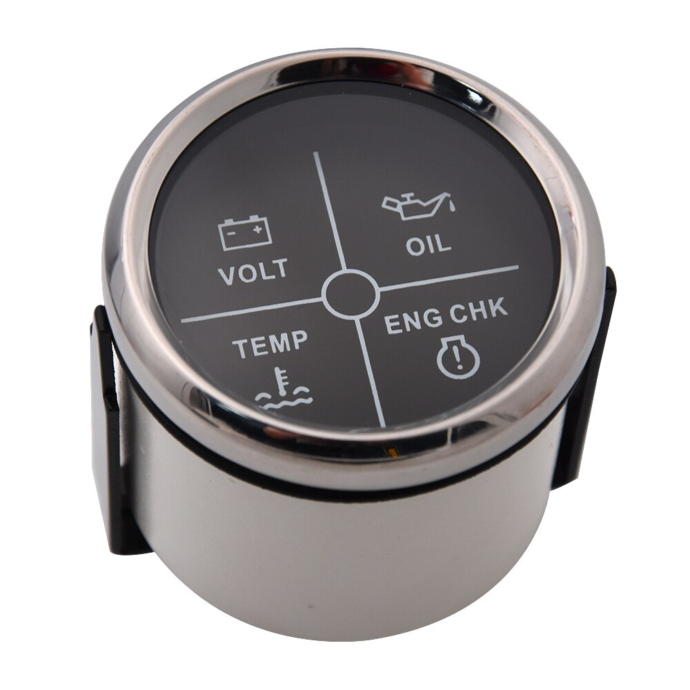 Medidor de alarma para coche y barco, medidor de temperatura del agua, voltaje, presión de aceite, control de motor, 4 indicador de alarma LED, indicador de temperatura de agua