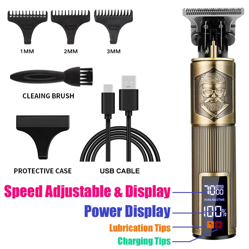 Professionele Carving Tondeuse Oplaadbare Haar Snijmachine Kapper Tondeuse Vintage T9 Heren Tondeuse Cadeau: Paars