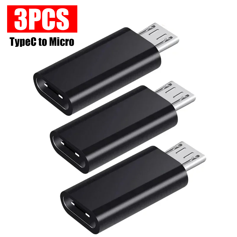 USB Typ C auf Mikro-USB-Adapter für Telefon, Tablette, Android, Ladegerät, Datenkabel-Adapter, Mikro-USB-Buchse auf Typ C-Stecker, OTG-Konverter: matt Schwarz