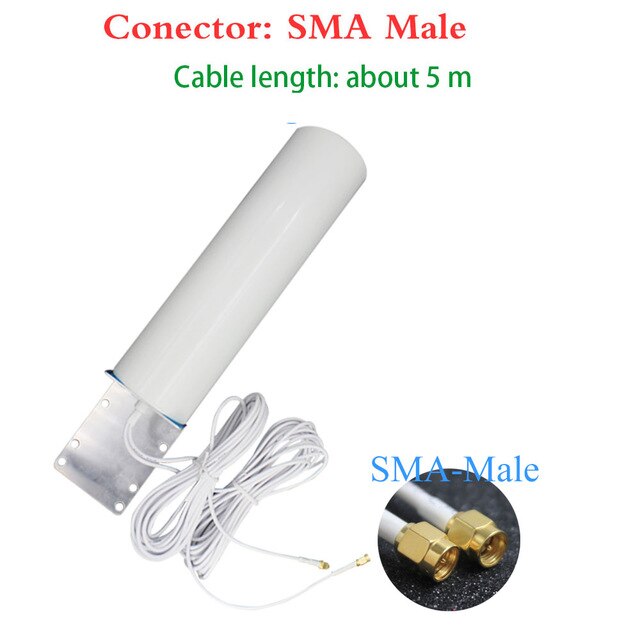 4G LTE Antenna 3G 4G Outdoor Antenna with 5M Meter SMA-Male CRC9 TS9 Connector for 3G 4G Router Modem: SMA-Male
