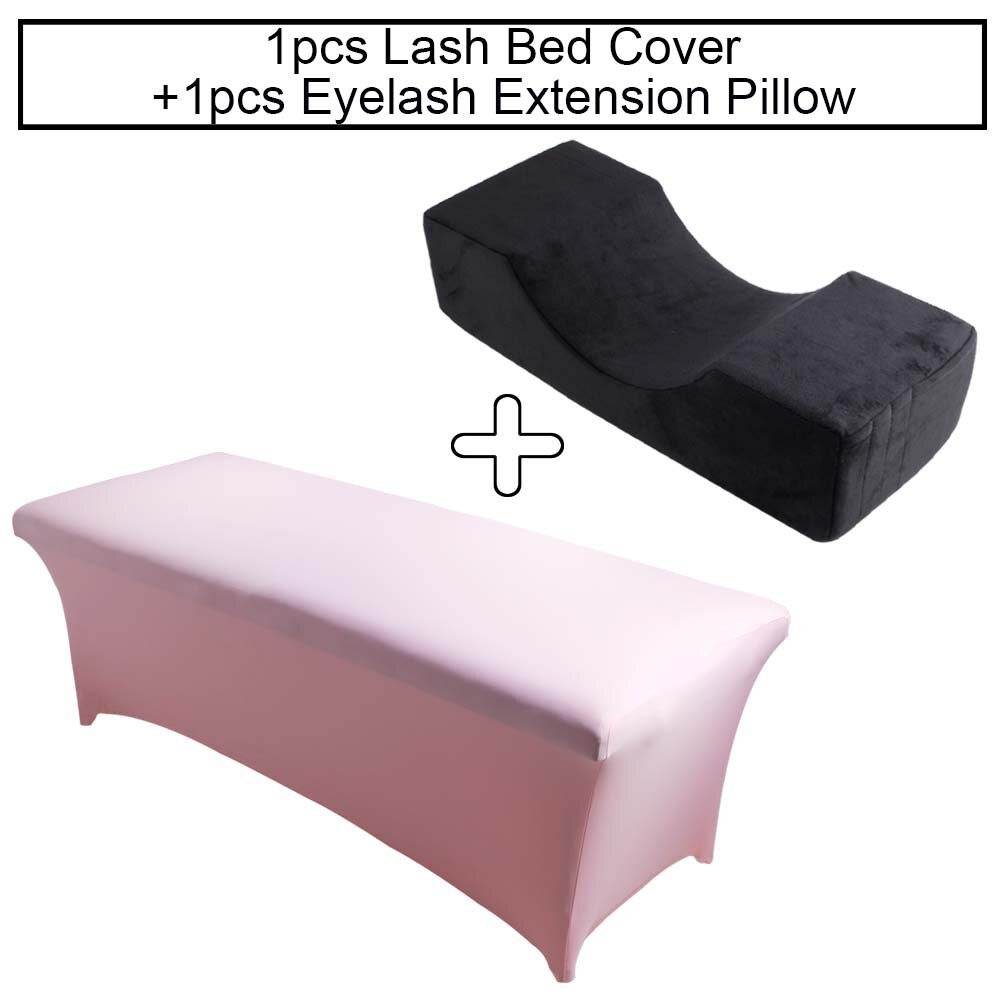 Neck Lash Pillow Eyelash Extension Bed Cover Sheets Grafting Lashes Eyelashes Extension Memory Foam Beauty Salon Makeup Tools: Black set 2