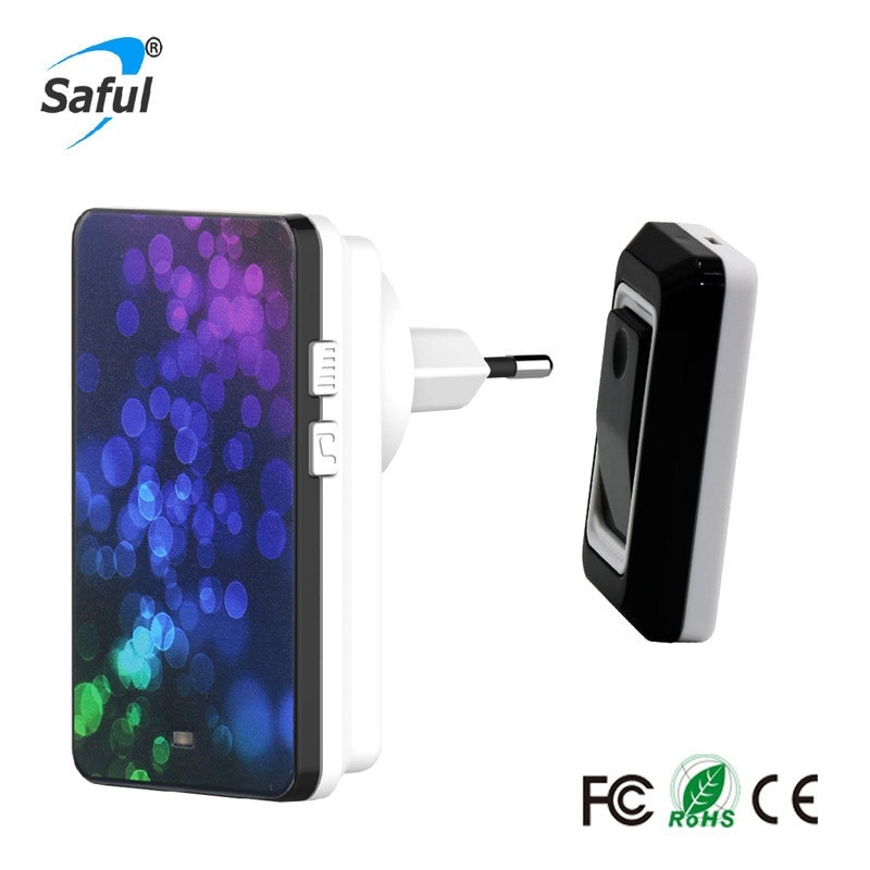 Saful Wireless Door Bell Rainproof Push Button Doorbell with 2 Outdoor Transmitter + 1 Indoor Wireless Doorbell Receiver