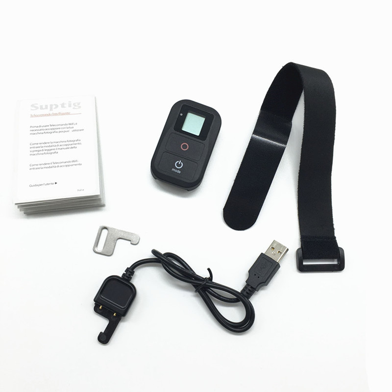 Nuevos accesorios para GoPro Hero 3 4 5 Fusion GoPro Control remoto WiFi inalámbrico + Cable de carga para GoPro Hero 678 sesión negro