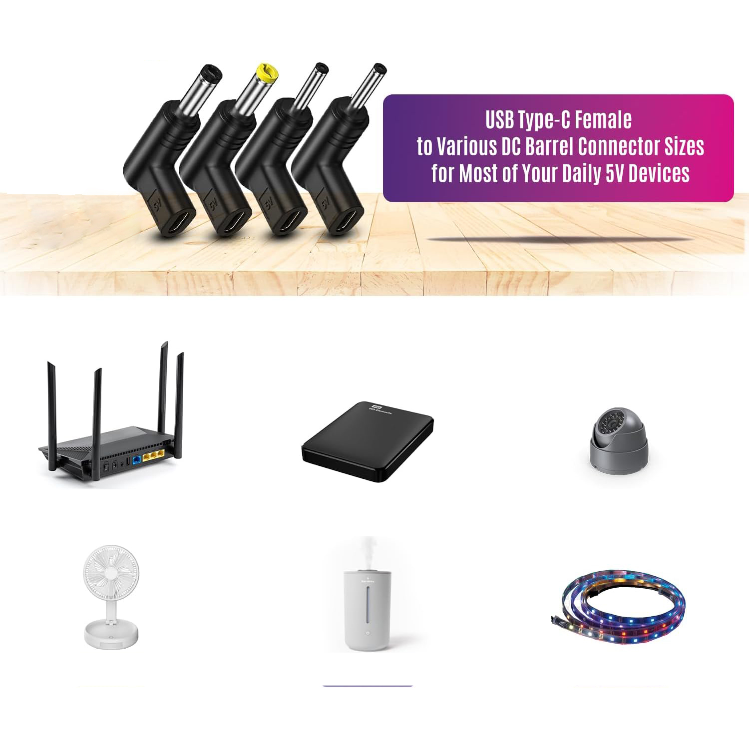 90-stopniowy kątowy adapter ładowania USB C do DC 5 V PD do laptopa, routera, zasilacza mobilnego Złącze ładowarki