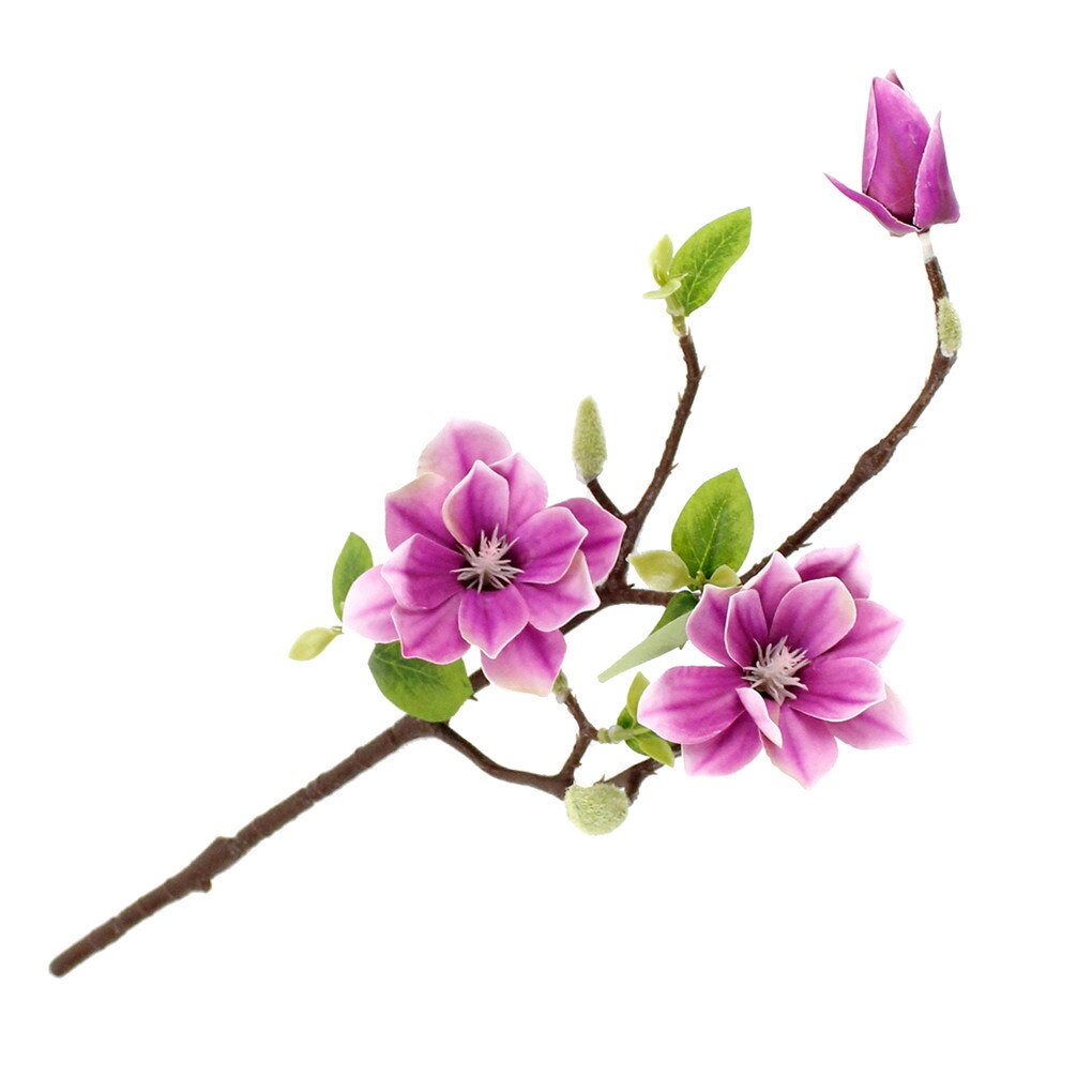 3-head Artificial Flower Branch Simulation Flower Bouquet with Leaves Home Office Floral Decor