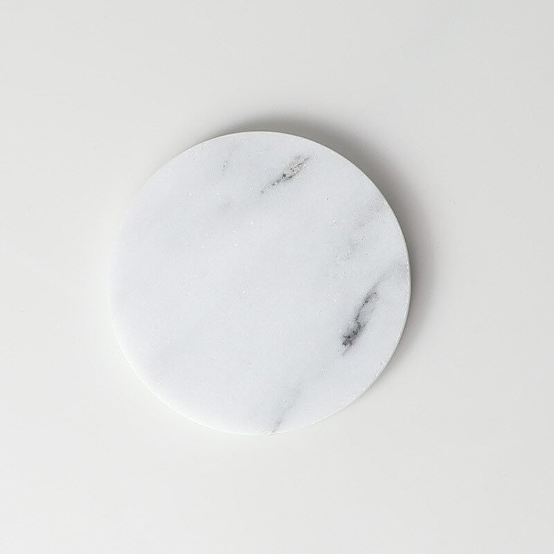 Dessous de verre ronds en pierre naturelle de marbre de 10 cm protection thermique de dessus de table contre la nourriture chaude