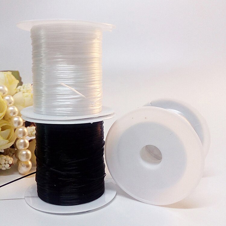 Zwart 2 rollen één verkoop 1mm spandex elastische lijn kleur sieraden kralenlijn diy armband elastische lijn transparant  w5 f 7