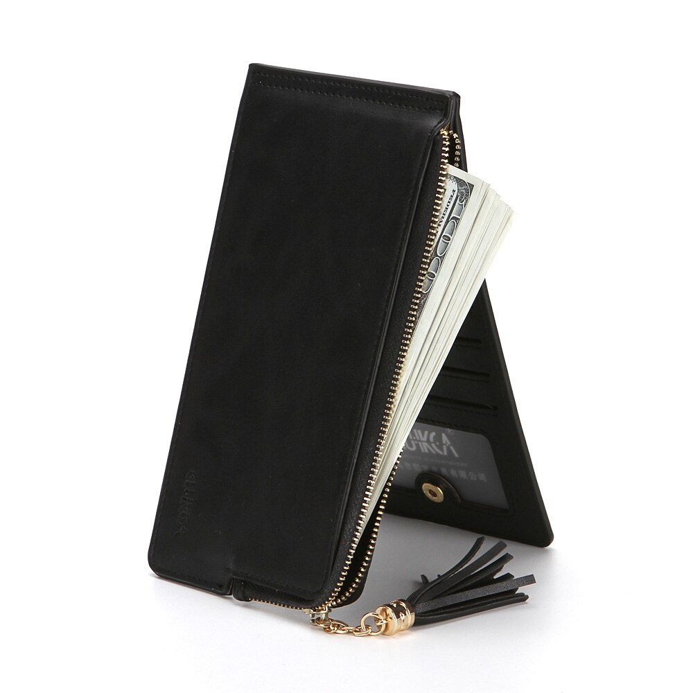 CUIKCA Women Wallet Purse Clutch Handbag Makeup Mirror Bag Nubuck Leather Zipper Wallet Coin Female Wallet ID Card Holder Case