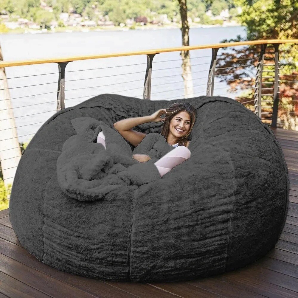Stil kæmpe sækkestol sofa betræk blødt og behageligt fluffy pels sækkestol sovesofa doven sofa hvilestol pudebetræk