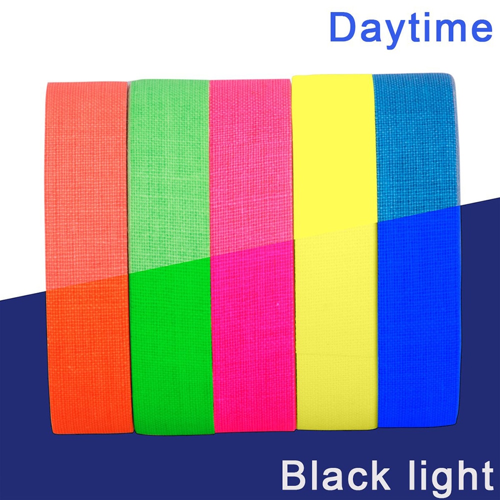 5/6 stk fluorescerende neon gaffer tape uv solid farve blacklight reaktiv glød i det mørke tape