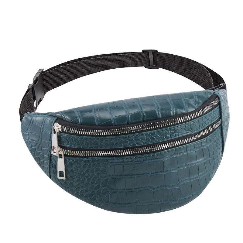 Jin Mantang Women's Waist Bag Crocodile Women PU Leather Bag Fanny Pack Message Bag Fanny Pack Message: Blue