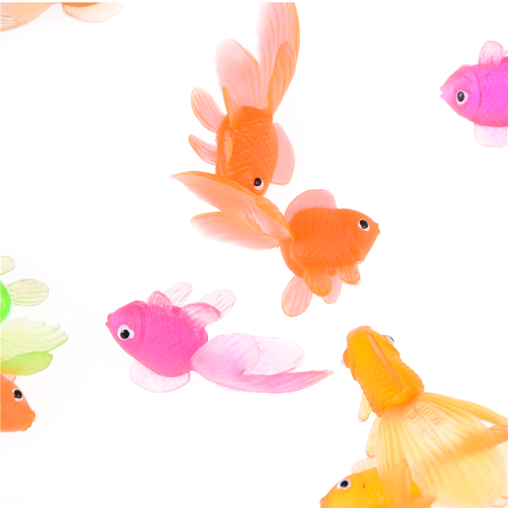20pcs/lot 4cm Soft Rubber Gold Fish Small Goldfish Kids Toy Plastic Simulation Small Goldfish Random Color