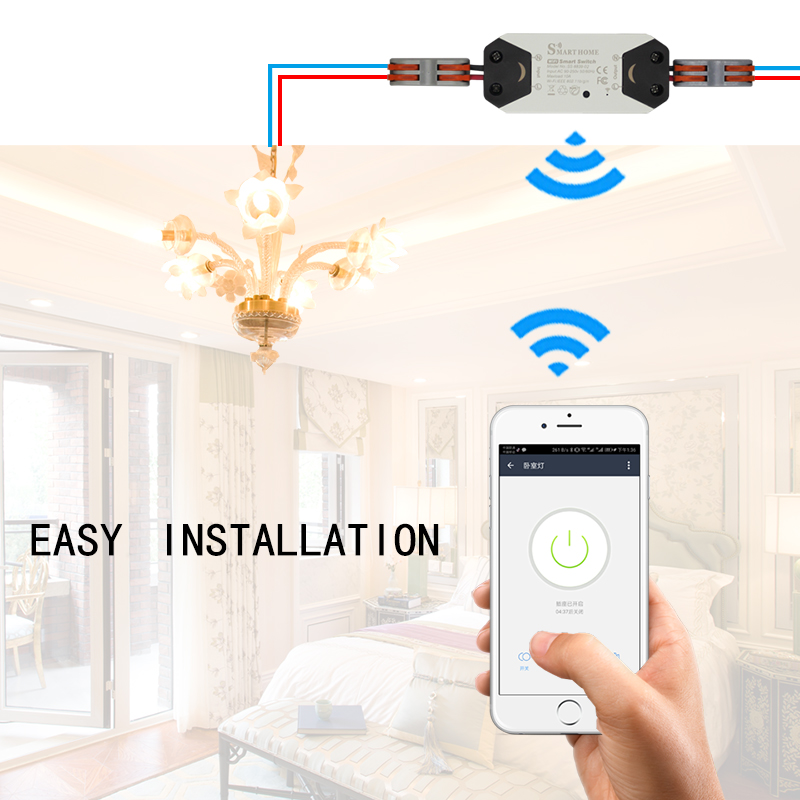 Diy wifi smart lyskontakt universal breaker timer trådløs fjernbetjening fungerer med alexa google home smart home 1 stk