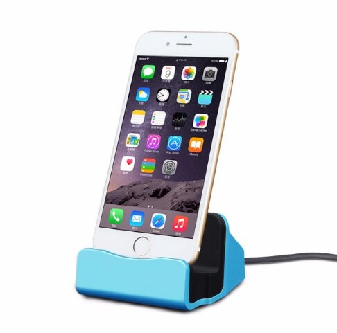 8 Pin Dock Charger Usb Kabel Docking Station Opladen Desktop Cradle Stand Voor Iphone 13 12 11 Pro Max 5 5S Se 6 6S 7 8 Plus X: BLUE