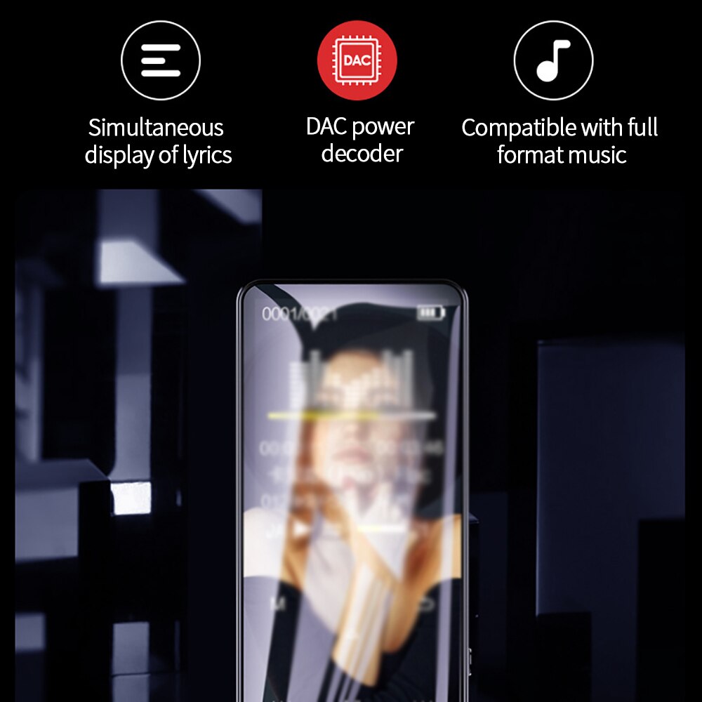 MP4 Music Player Bluetooth 5.0 Lossless MP4 Player Walkman HiFi Portable Audio Walkman With FM Radio E-Book Recorder