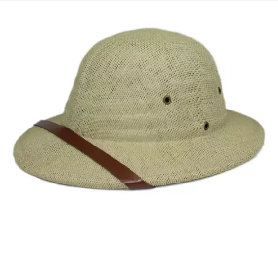 100% Stro Helm Tropenzonnehoed Zomer Mannen Vietnam Oorlog Leger Hoed Vader Schipper Emmer Hoeden Safari Jungle Mijnwerkers Pet: Blauw