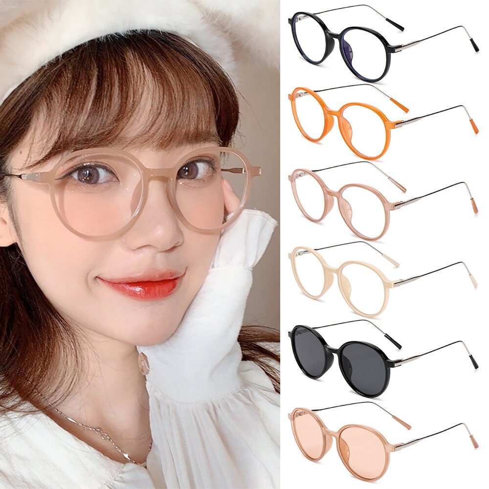 INS Anti-Blue Light Glasses Women Men Vintage Round Frame Computer Eye Protection Ultra Light Optical Spectacle Eyeglasses