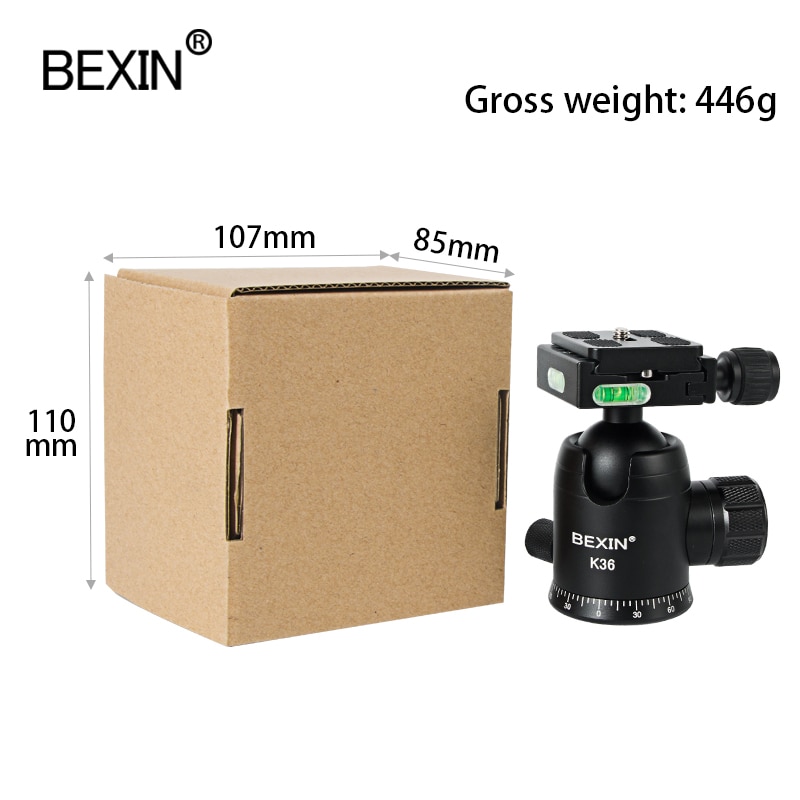 Bexin K-36 Roterende Statief Hoofd Foto Camera Stand Balhoofd Panoramisch Schieten Hoofd Dslr Viedo Mount Adapter Voor Punt Camera