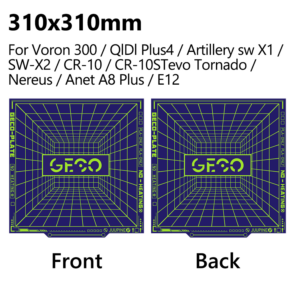 GECO Plate Pla Cold Build Pate For X1C P1S A1 Kobra S1 K1c Ender 3 Se K1 Max No Clog Spring Steel Double Sided Super Adhesion: 1.5mm / GRAY