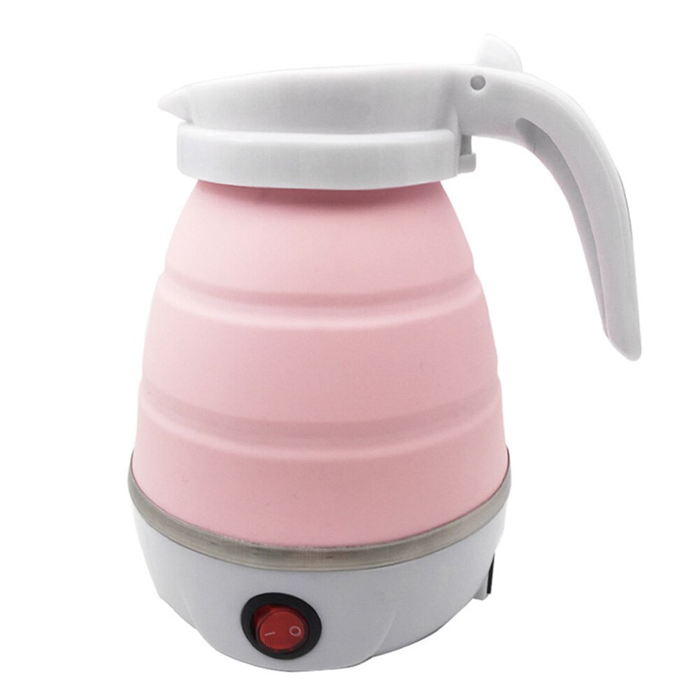 Portable Boiling WaterTea Pot 600W Stainless Steel Silicone Foldable Electric Kettle for Travel Home Kitchen Gadgets US/EUPlug: Pink EU Plug