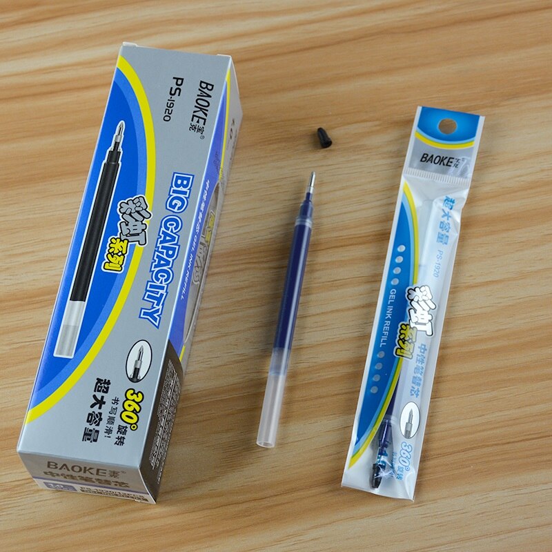 12 pièces BAOKE 0.5mm/0.7mm/1.0mm Gel givré stylo école stylo recharge haute capacité noir Gel encre stylos fournitures scolaires de bureau: 12X1.0mm BlueRefill