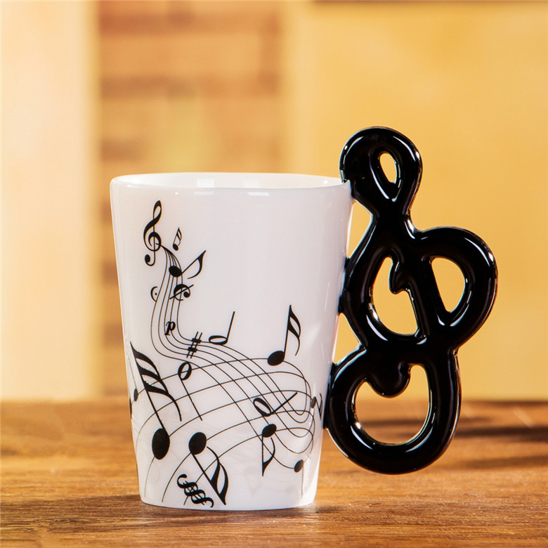 Caneca de cerâmica musical criativa 240ml, estilo violino, guitarra, café, chá, leite, canecas e copos com alça, presentes novidade: ROXO