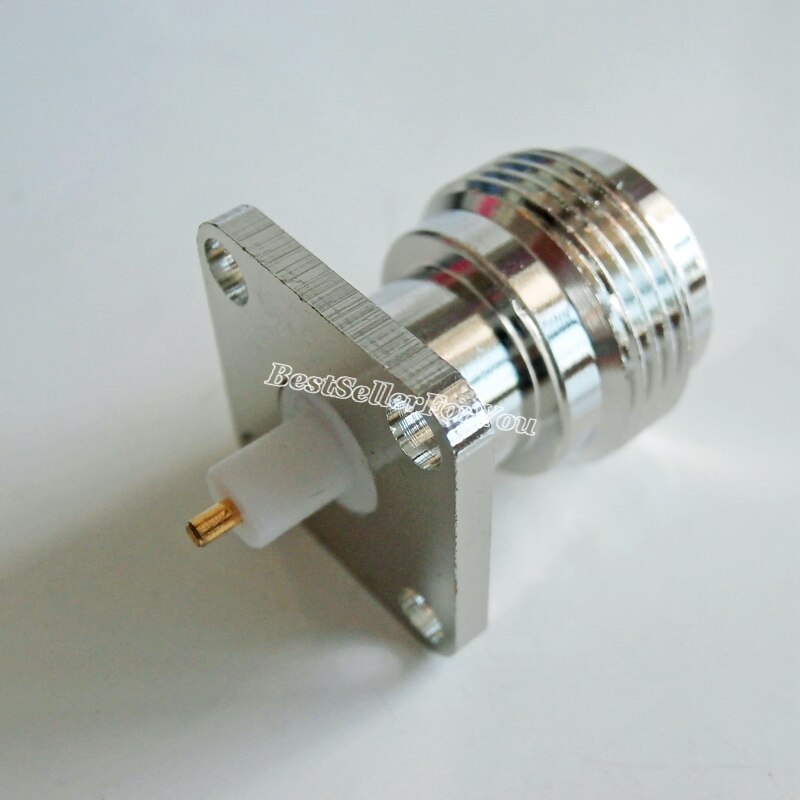 1x N Female Panel Mount Chassis with 4 Holes Flange PTFE Solder Connector 17.5mm
