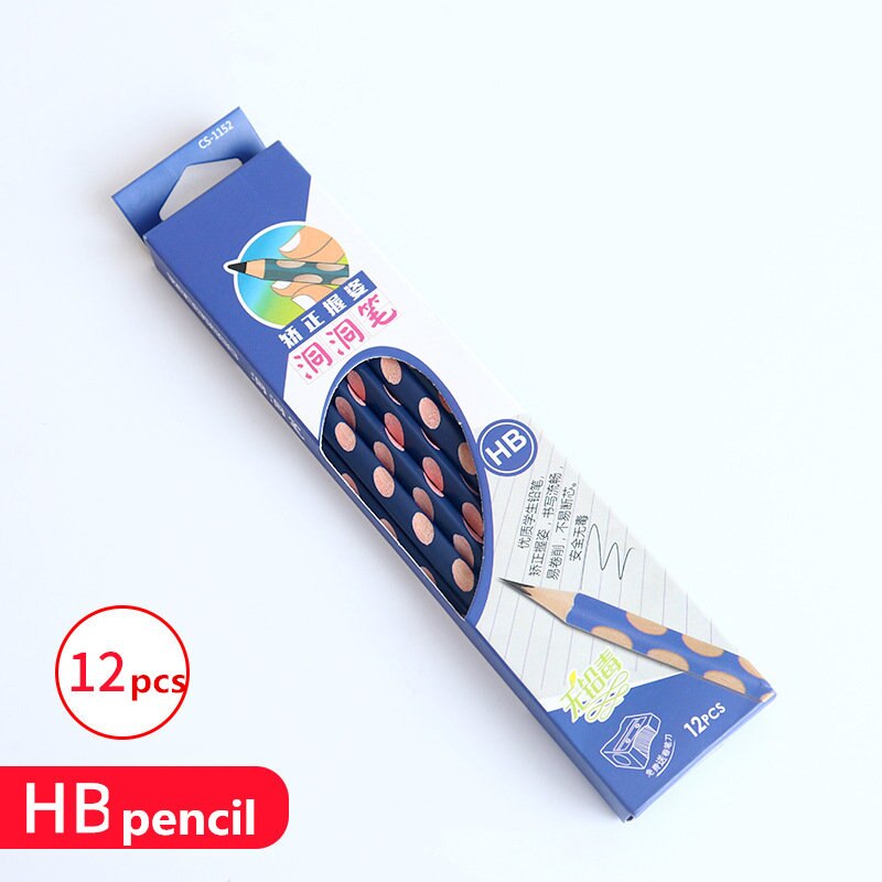 Kawaii 12 unids/set de dibujo HB Hole Pencil Set de madera materiales de arte Sketch carbón lápices escuela pintura papelería: Dark blue2